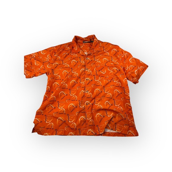 PACO DESIGN Other - Vintage PACO DESIGN Orange All Over Print Short Sleeve Button‎ Up Shirt Mens XXL
